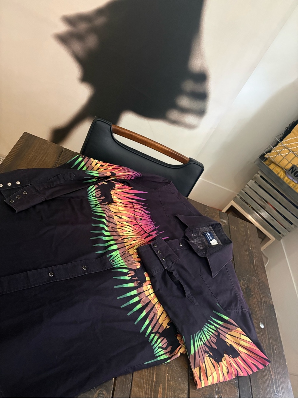 Wrangler Vintage Black Western Shirt with dark pearl snaps